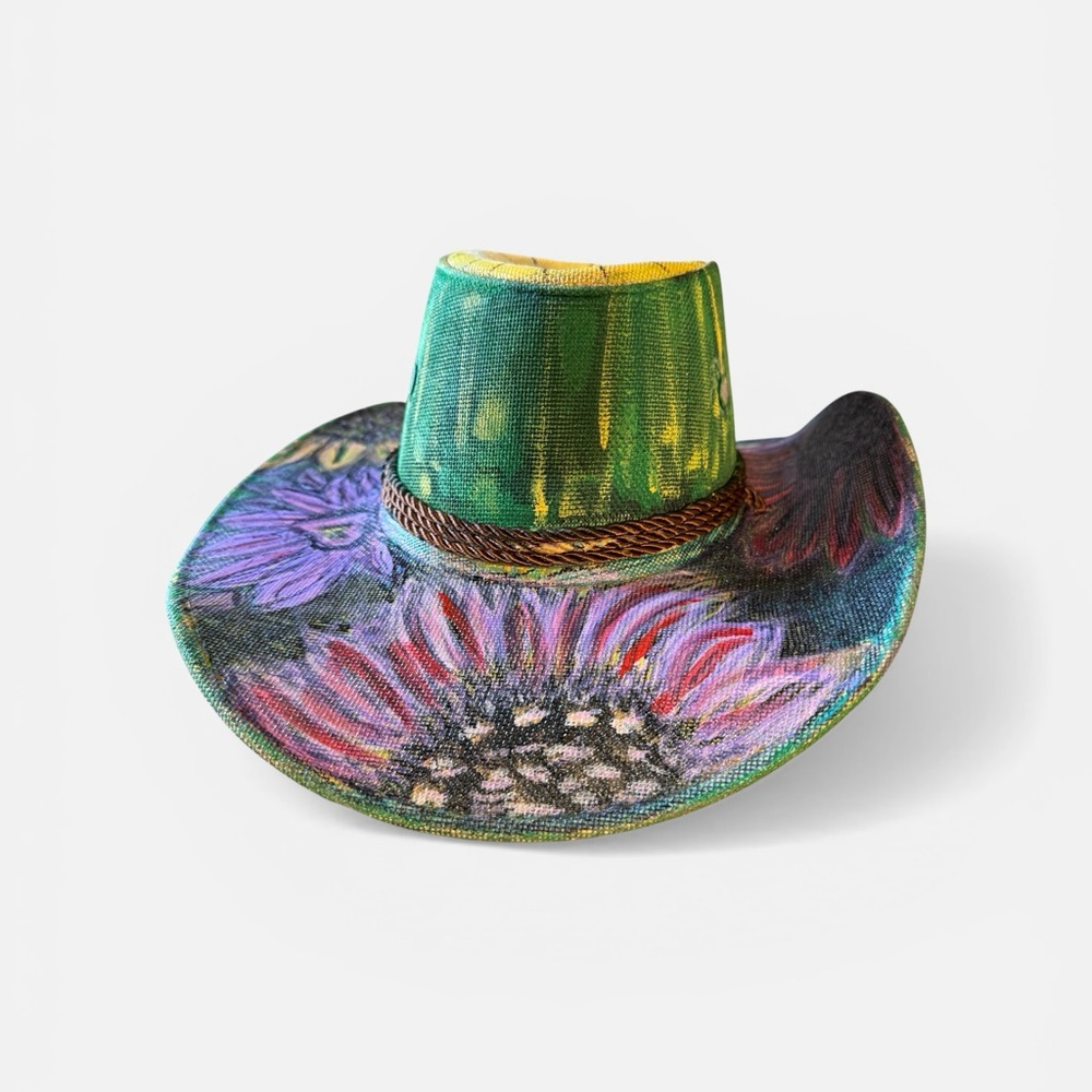 Hand Painted Sunflower Cowboy Hat – Western Boho Floral Hat size 7